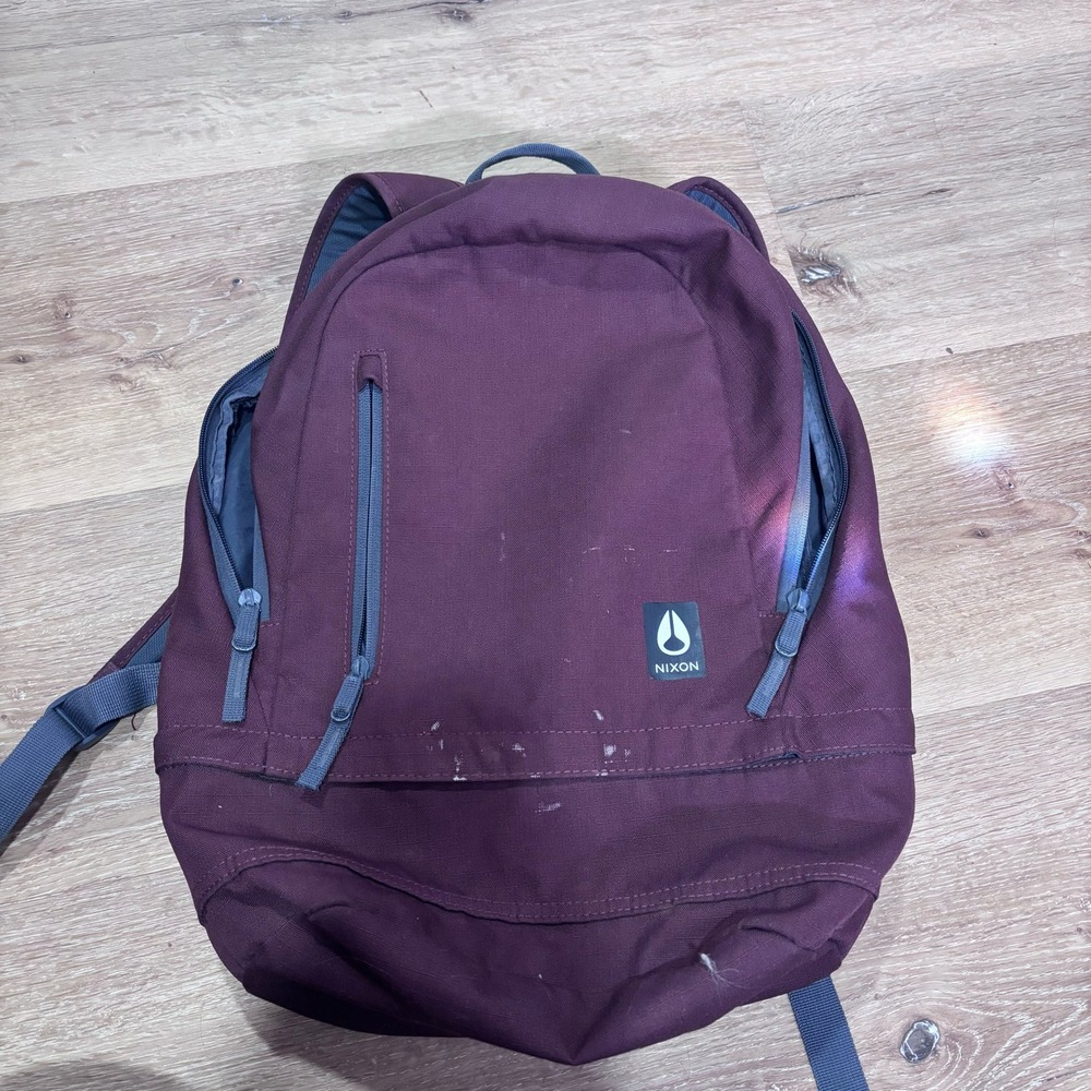 Nixon Traps Backpack Burgundy Maroon Canvas Laptop Bag School Travel Rucksack